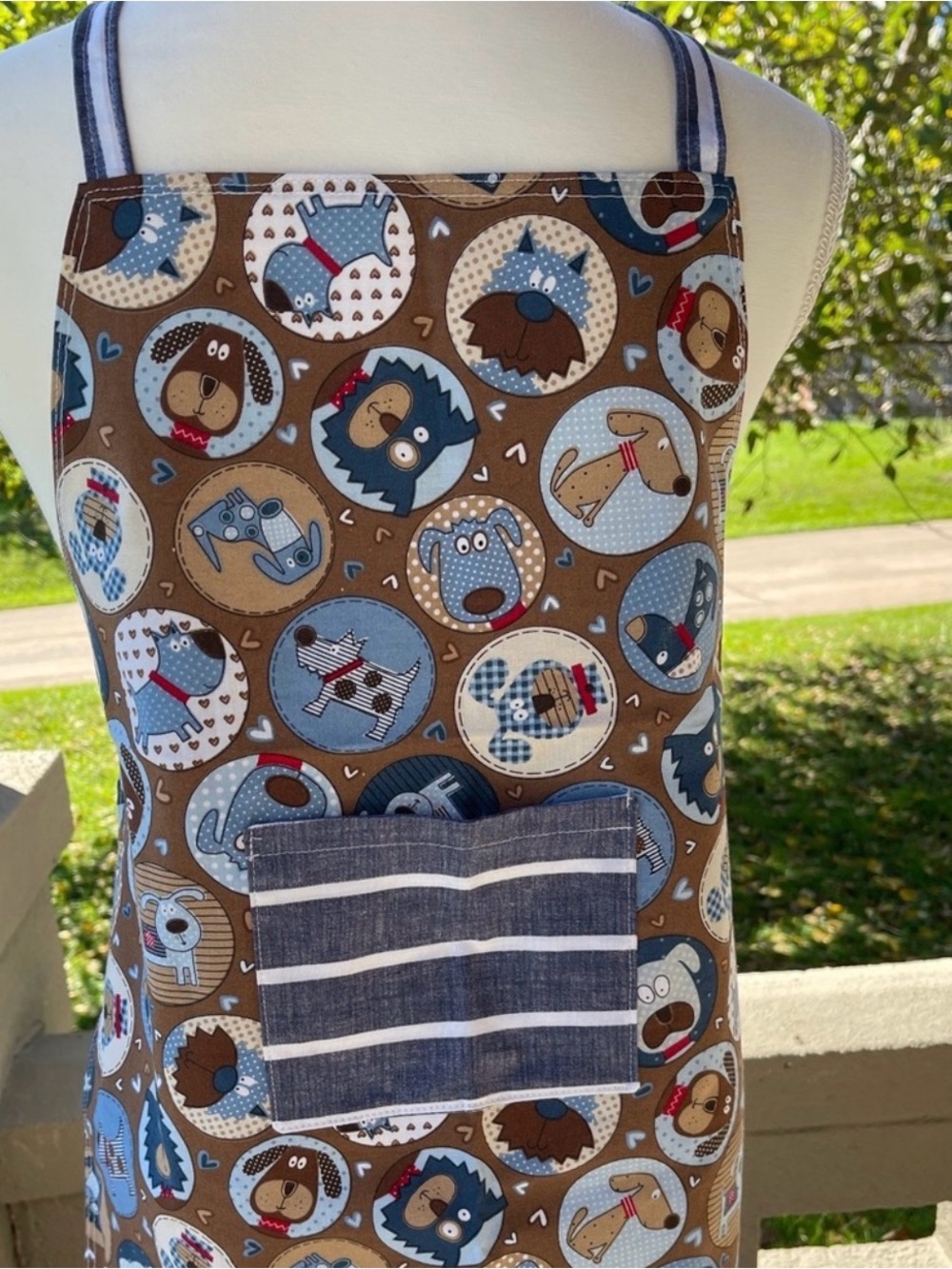 Kid’s Apron Calico Puppies Fits 3 - 10 Years Old Cotton